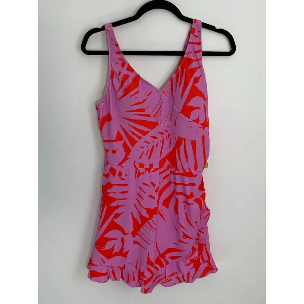 AmberNoon II by Dr. Erum Ilyas UPF 50‎ Palm Leaf Printed Wrap Swim Dress